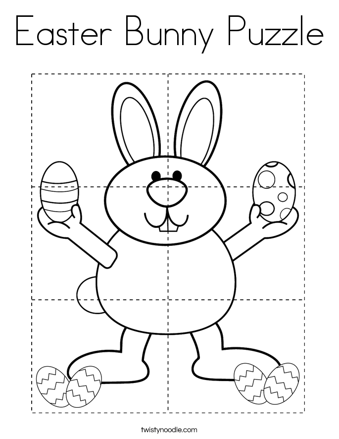 Easter Bunny Puzzle Coloring Page