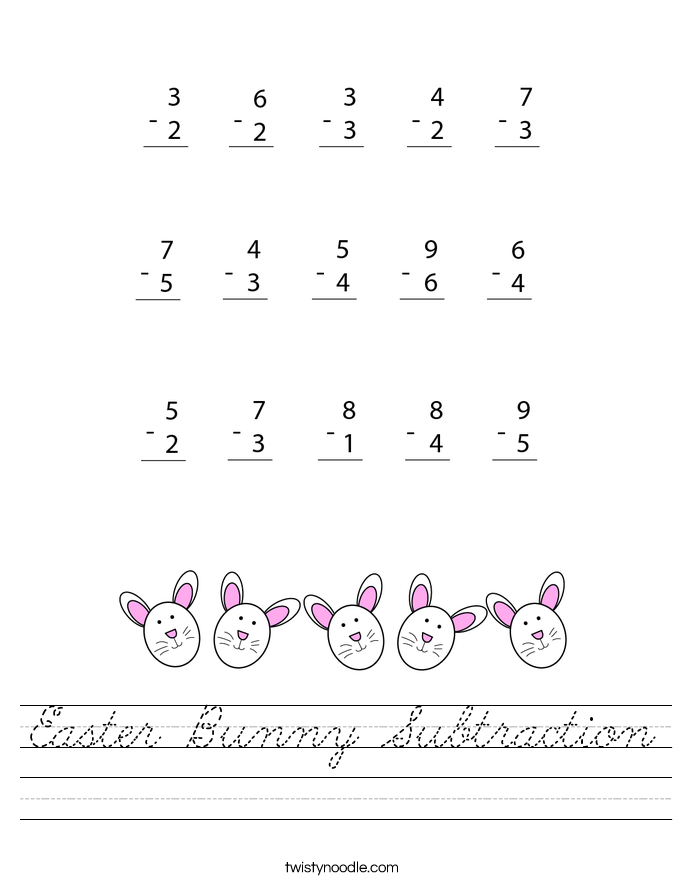 Easter Bunny Subtraction Worksheet