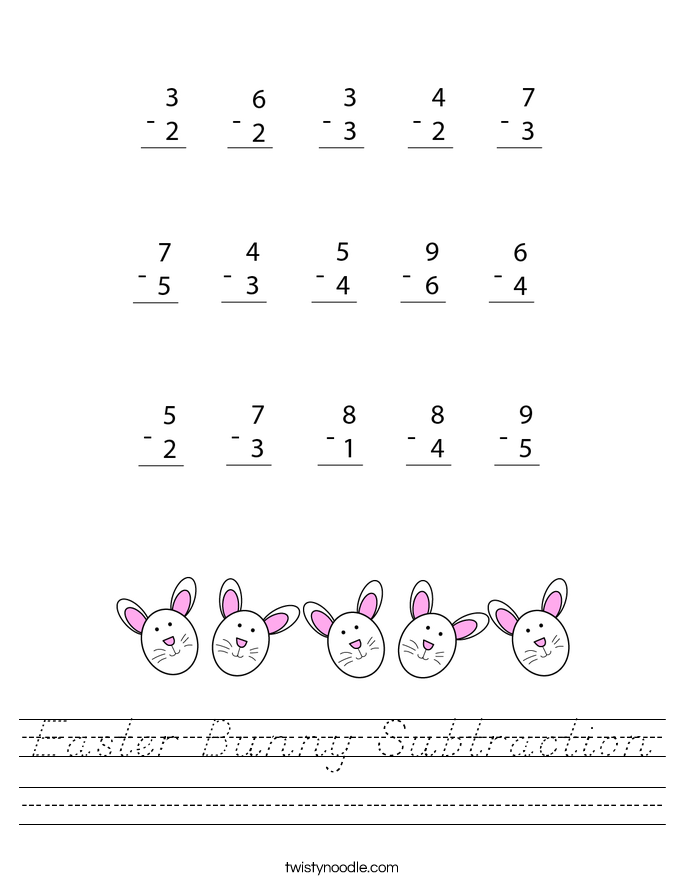 Easter Bunny Subtraction Worksheet