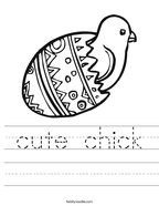 cute chick Handwriting Sheet