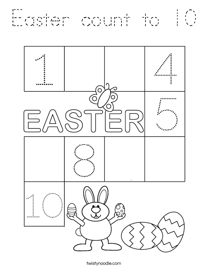 Easter count to 10 Coloring Page