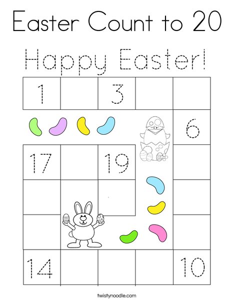 Easter Count to 20 Coloring Page