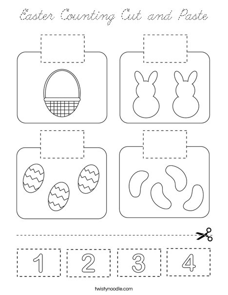Easter Counting Cut and Paste Coloring Page