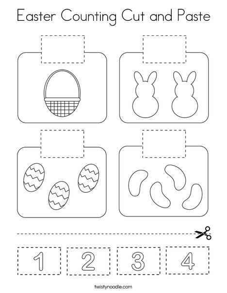Easter Counting Cut and Paste Coloring Page