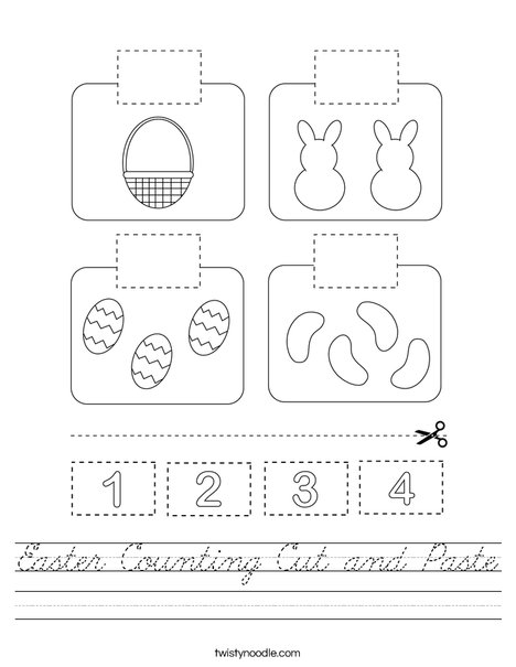 Easter Counting Cut and Paste Worksheet