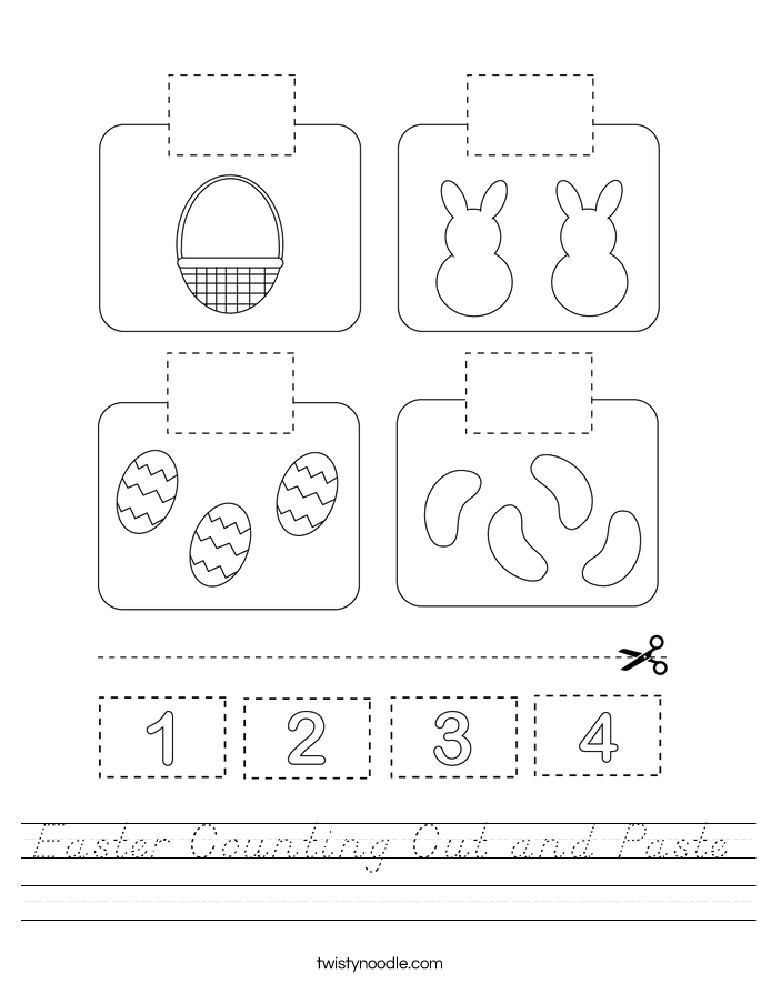 Easter Counting Cut and Paste Worksheet