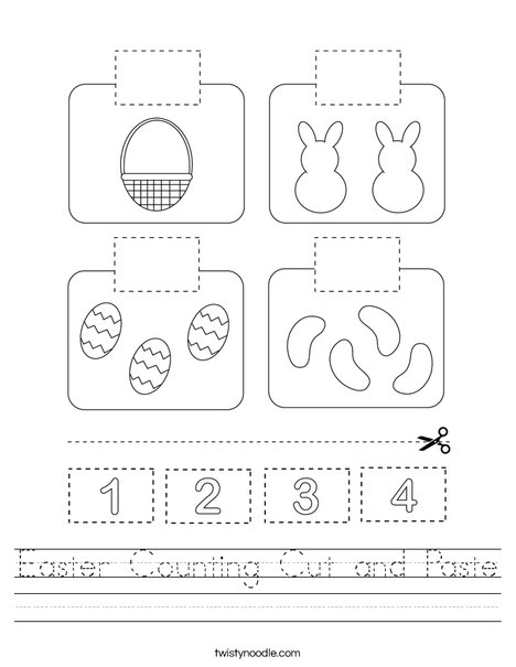 Easter Counting Cut and Paste Worksheet