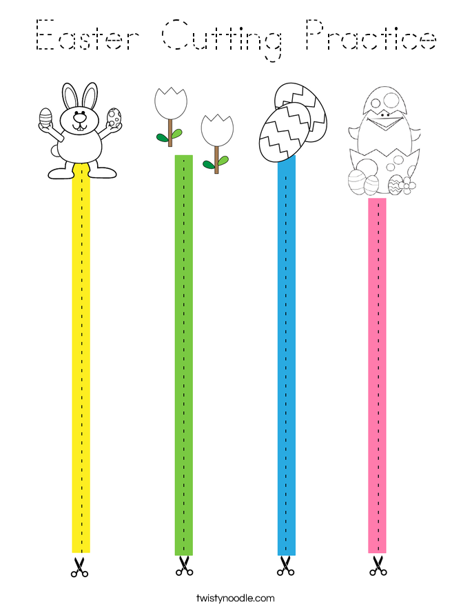 Easter Cutting Practice Coloring Page