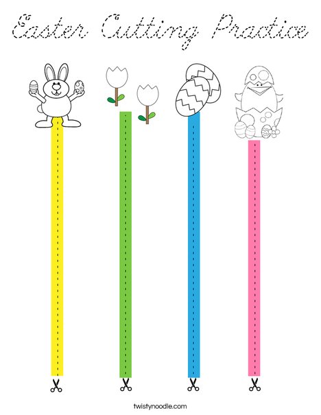 Easter Cutting Practice Coloring Page
