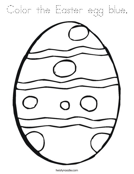 Color the Easter egg blue Coloring Page - Tracing - Twisty Noodle
