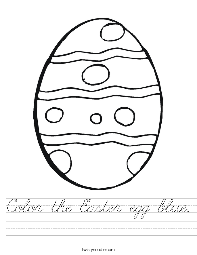 Color the Easter egg blue. Worksheet