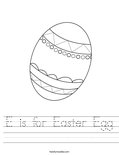 E is for Easter Egg Worksheet