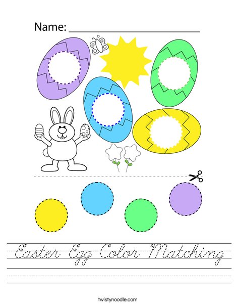 Easter Egg Color Matching Worksheet