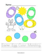 Easter Egg Color Matching Handwriting Sheet
