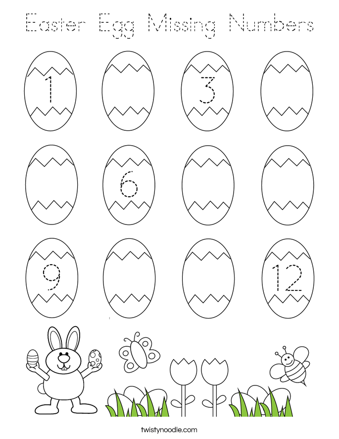 Easter Egg Missing Numbers Coloring Page