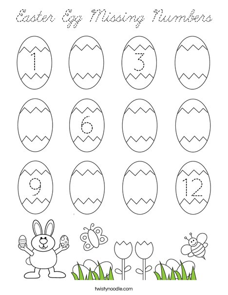 Easter Egg Missing Numbers Coloring Page