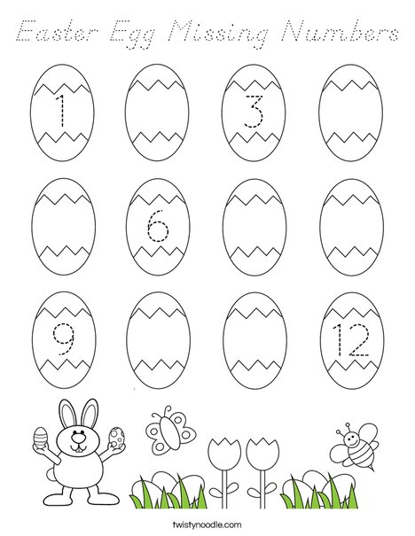 Easter Egg Missing Numbers Coloring Page