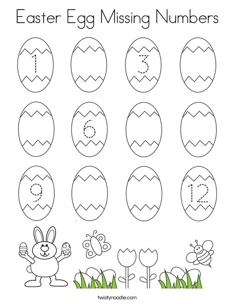 Easter Egg Missing Numbers Coloring Page