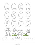 Easter Egg Missing Numbers Handwriting Sheet