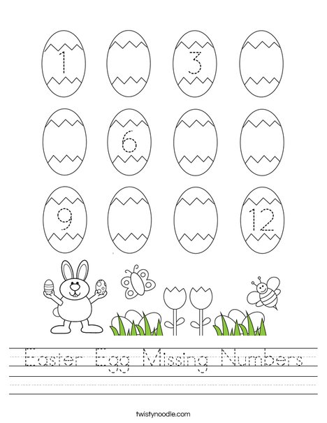 Easter Egg Missing Numbers Worksheet