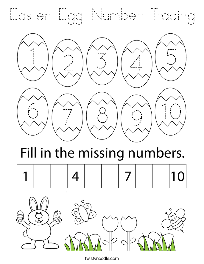 Easter Egg Number Tracing Coloring Page