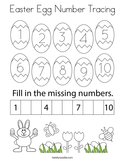 Easter Egg Number Tracing Coloring Page
