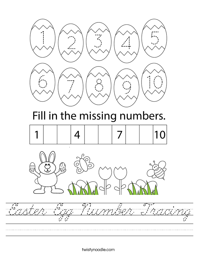 Easter Egg Number Tracing Worksheet