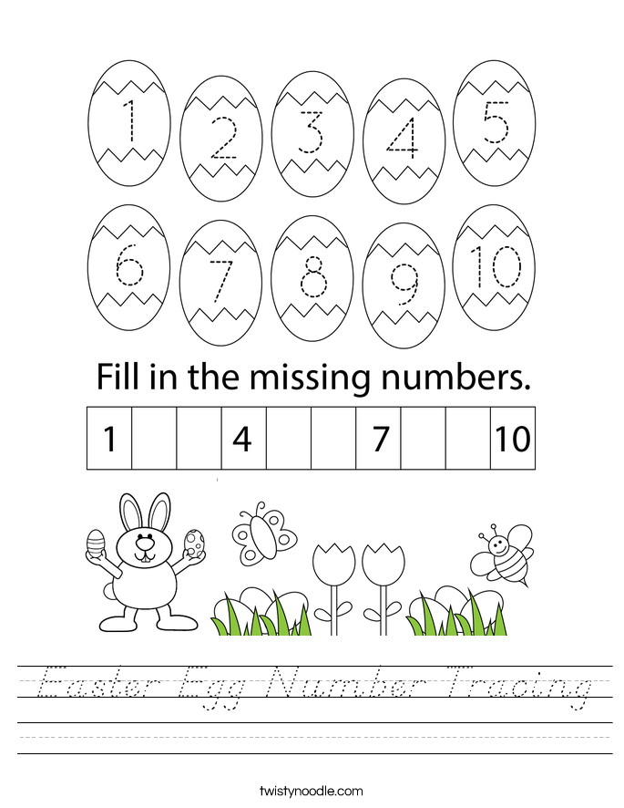 Easter Egg Number Tracing Worksheet