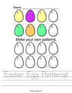Easter Egg Patterns Handwriting Sheet