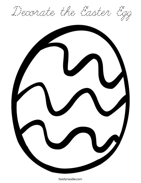 Easter Egg with Curvy Lines Coloring Page