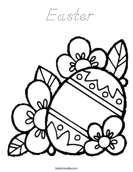 Easter Egg with Flowers Coloring Page
