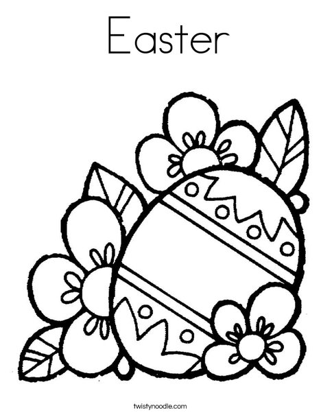 Easter Egg with Flowers Coloring Page
