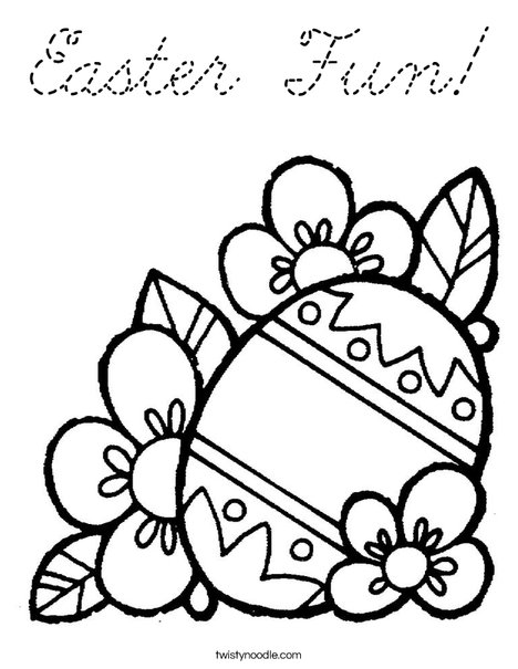 Easter Egg with Flowers Coloring Page