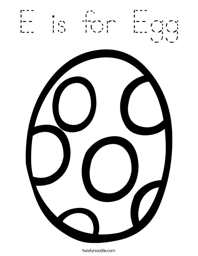 E is for Egg Coloring Page
