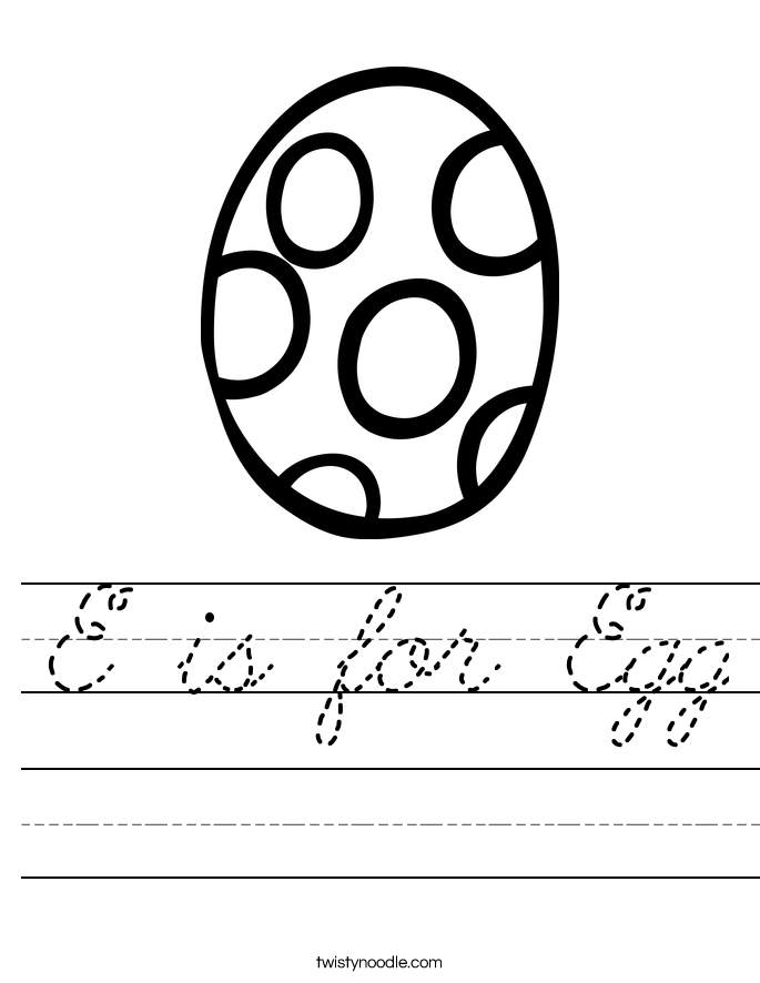 E is for Egg Worksheet