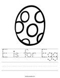 E is for Egg Worksheet