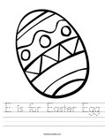 E is for Easter Egg Worksheet