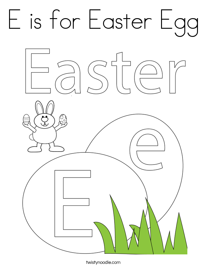 E is for Easter Egg Coloring Page Twisty Noodle
