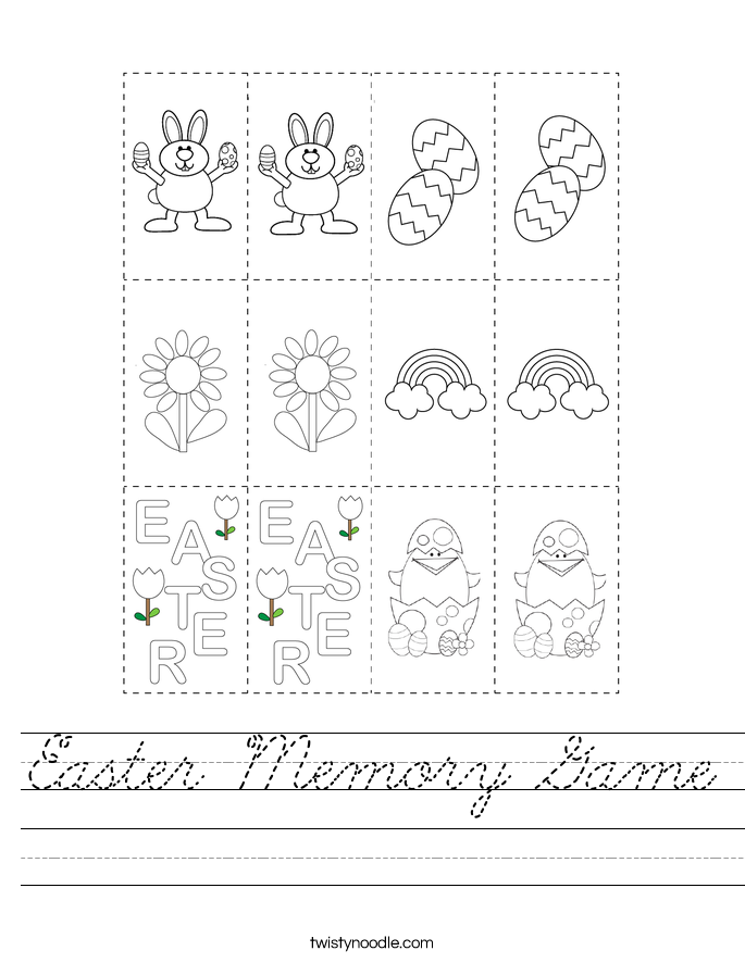 Easter Memory Game Worksheet