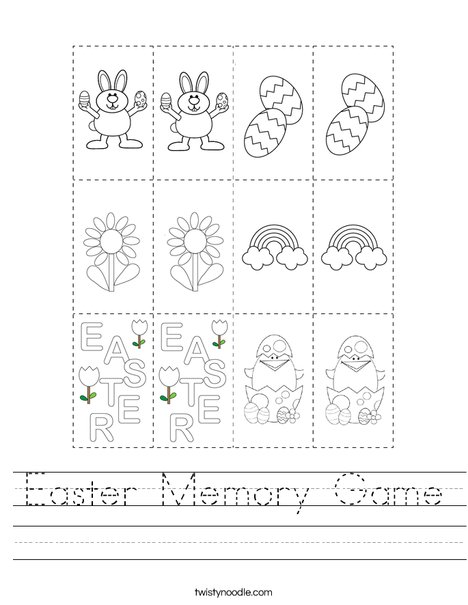 Easter Memory Game Worksheet