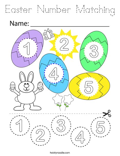 Easter Number Matching Coloring Page