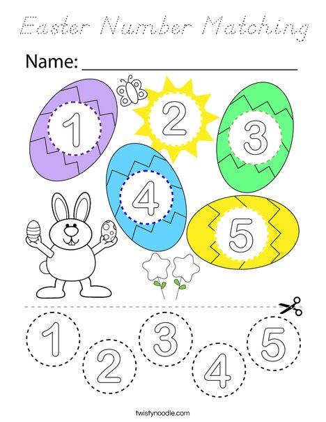 Easter Number Matching Coloring Page