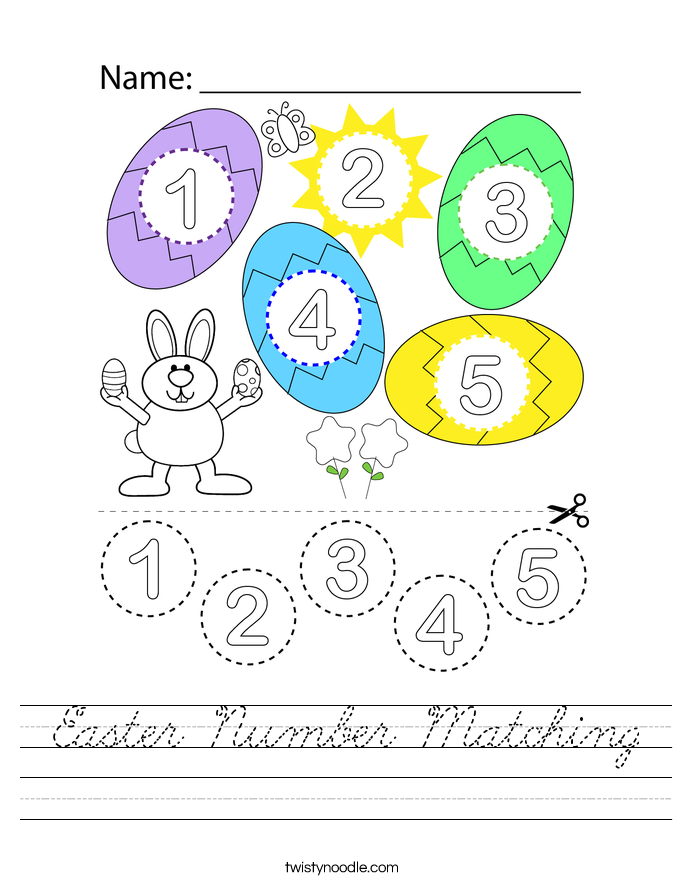 Easter Number Matching Worksheet