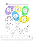Easter Number Matching Worksheet