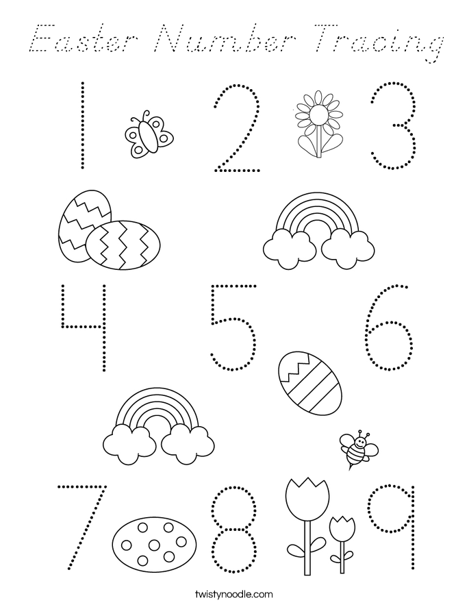 Easter Number Tracing Coloring Page