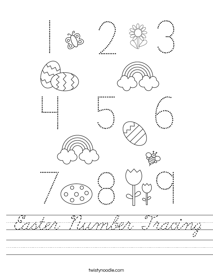 Easter Number Tracing Worksheet