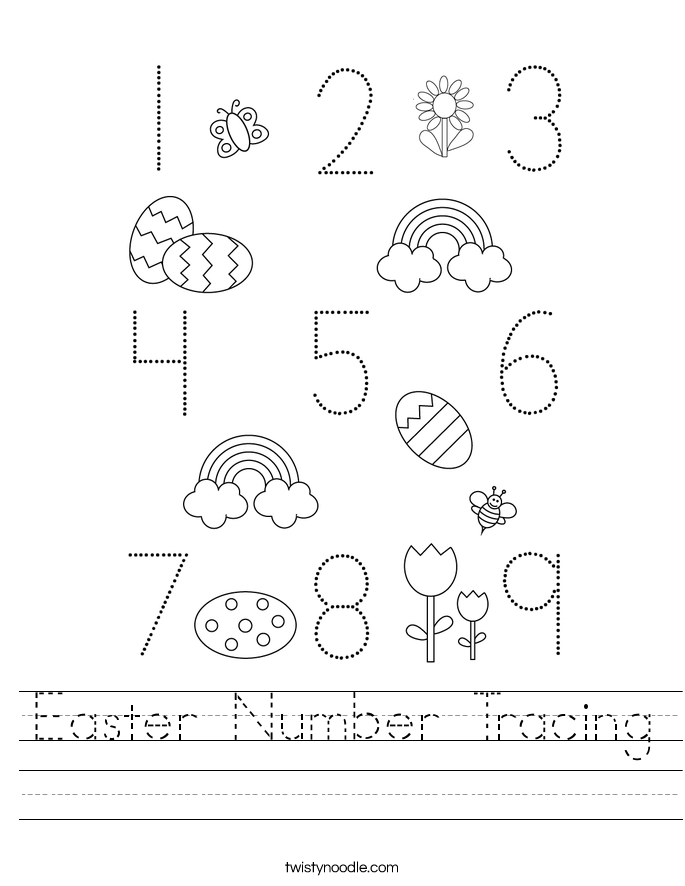 Easter Number Tracing Worksheet
