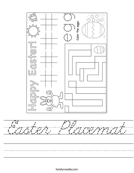 Easter Placemat Worksheet