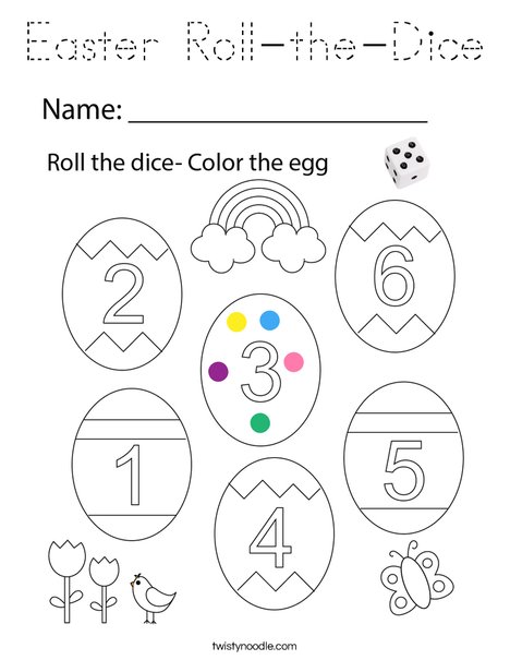 Easter Roll-the-Dice Coloring Page