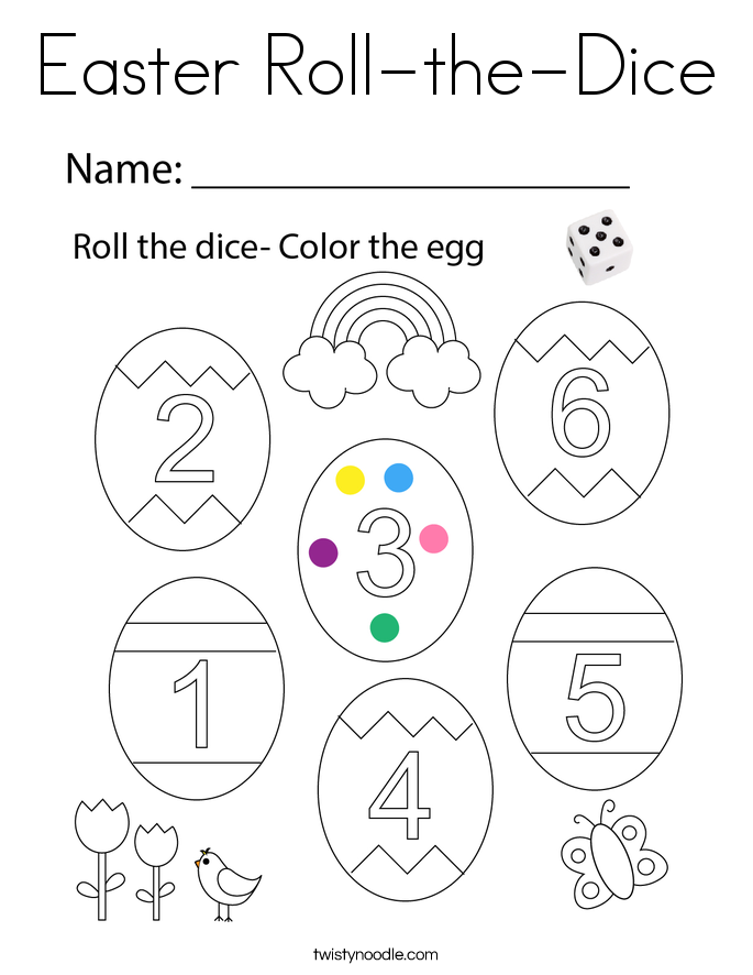 Easter Roll-the-Dice Coloring Page